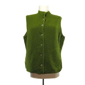 TIANELLO Green‎ Floral Textured Sleeveless Vest Jacket Sz S Tencel Cotton